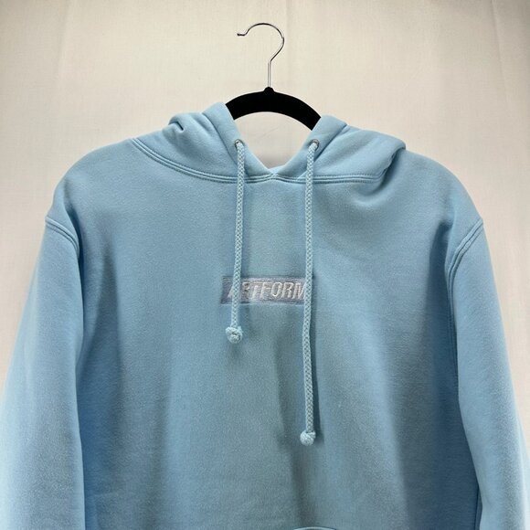 ARTFORM Hoodie Adult Sz S Spellout Embroidered Jumper Pullover Sweatshirt Blue - Picture 3 of 12